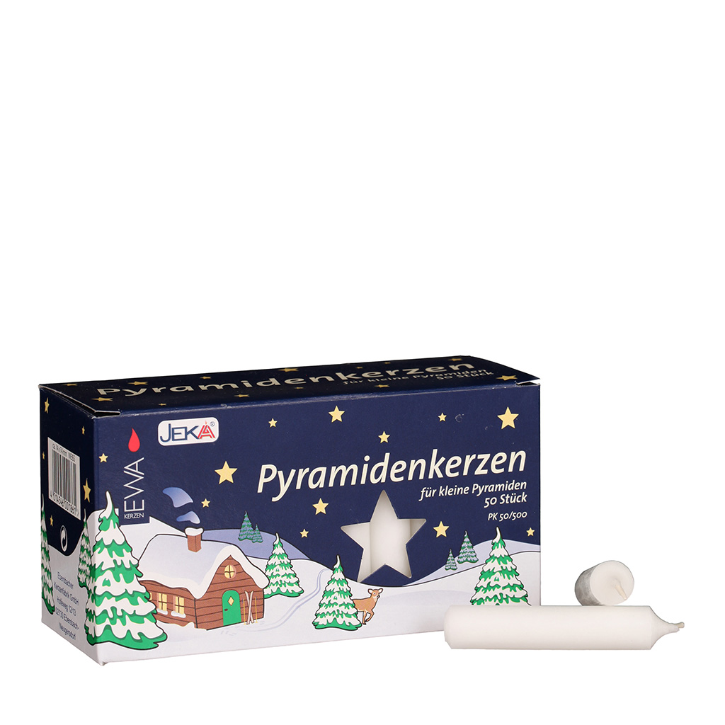 Pyramidenkerzen weiss (50 Stück)