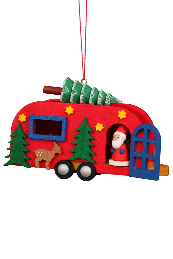 Santa In Caravan Ornament