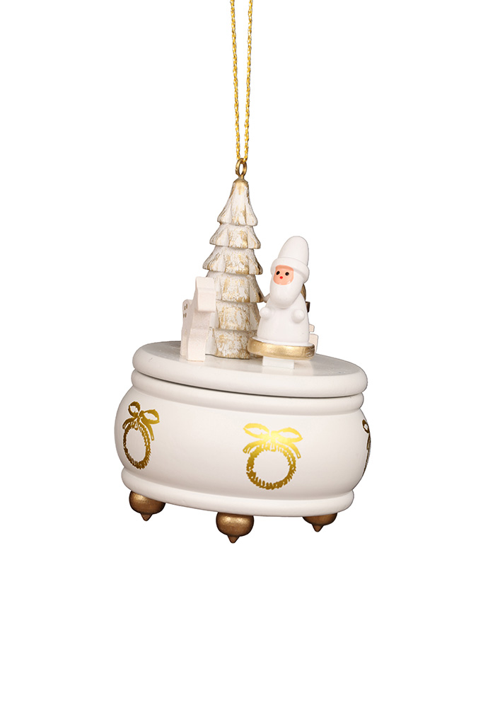 Music Box White With Santa Ornament
