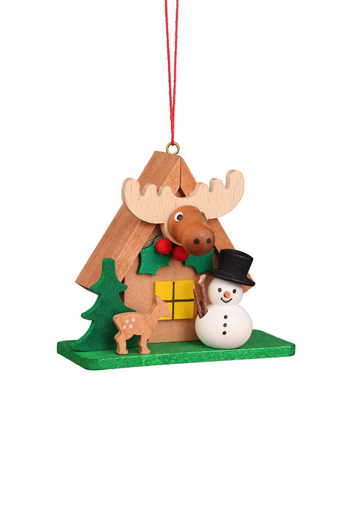 Foresthouse With Snowman Ornament